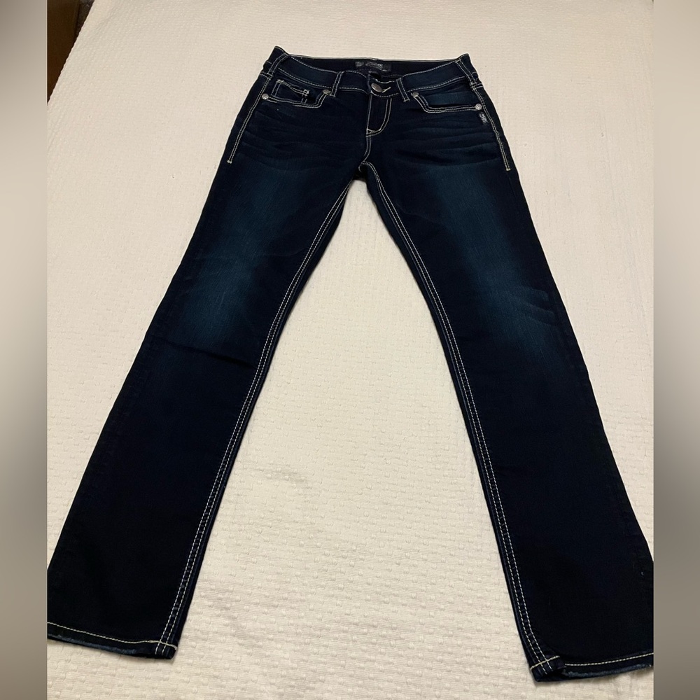 Silver Suki Mid‎ Slim Skinny Leg Dark Blue Denim Jeans W27 L31